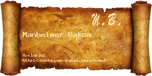 Manheimer Baksa névjegykártya